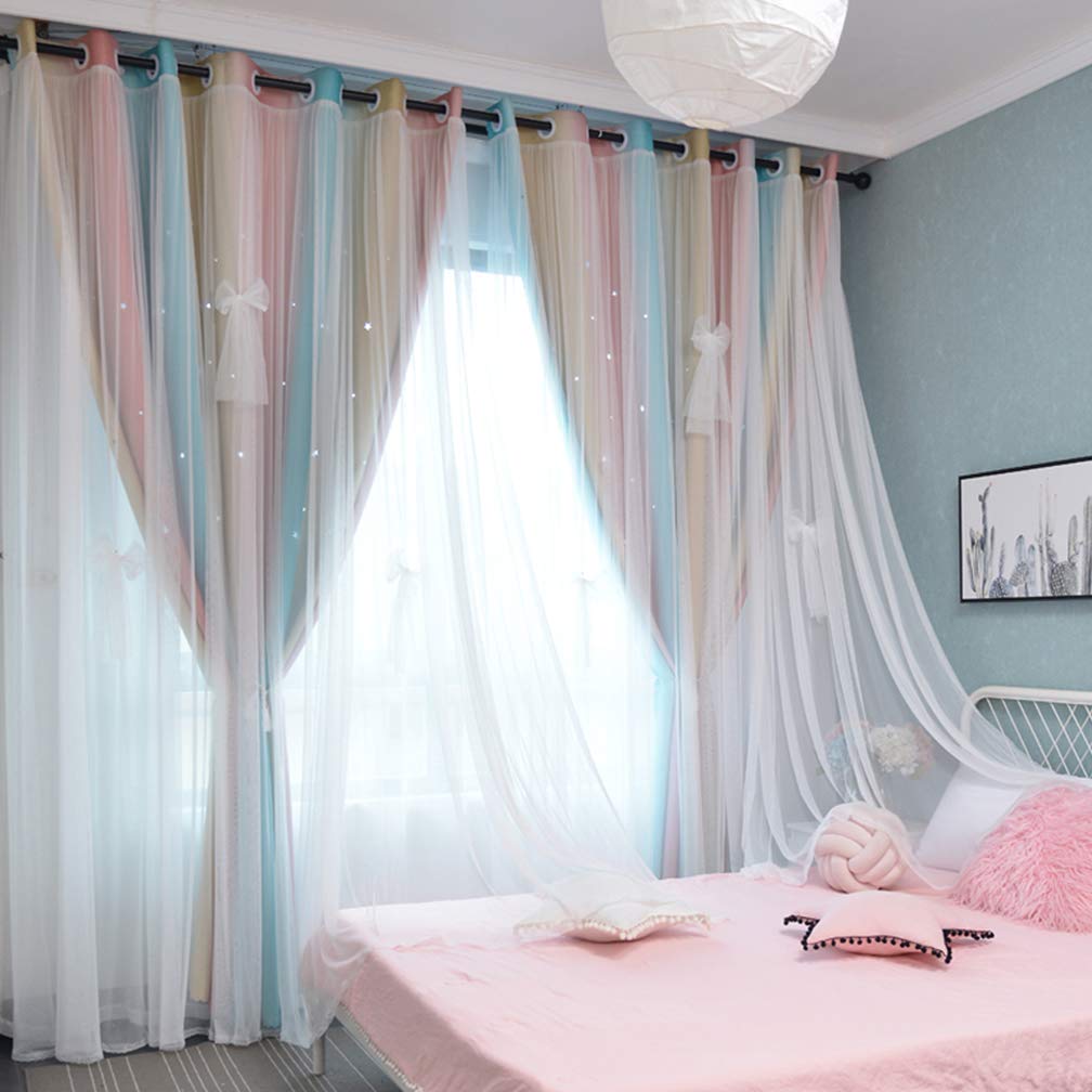 Amazon｜星のカーテン 星 遮光カーテン ホワイト レース セミシアー